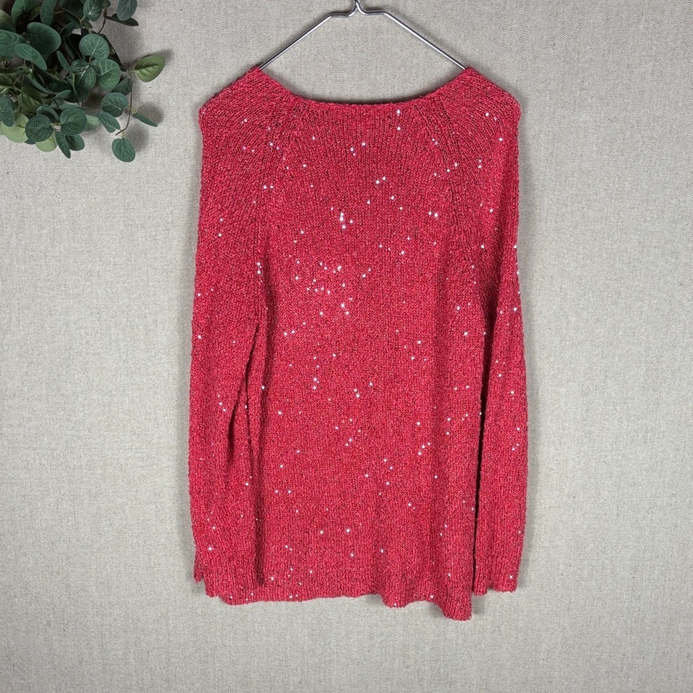 Chicos > Red Sequin Sweater 2/ Medium - Picture 9 of 9